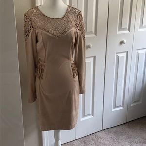Suede with fringe Gianni Bini cream dress.